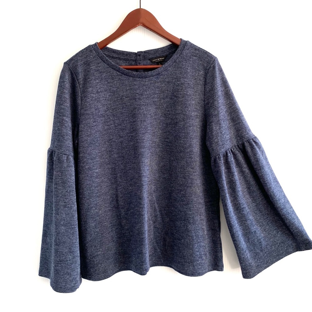 •Lucky Brand• Navy Blue Bell Sleeve Sweater